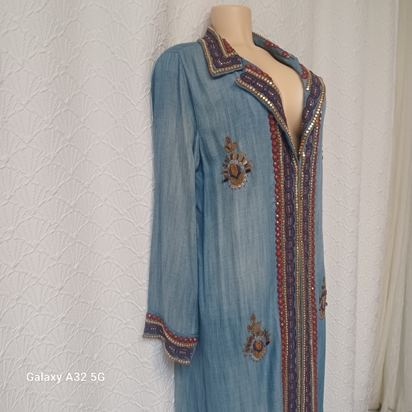 Soft Surroundings Women Size M  Light Blue Beaded Detail Fabric - Picture 5 of 17